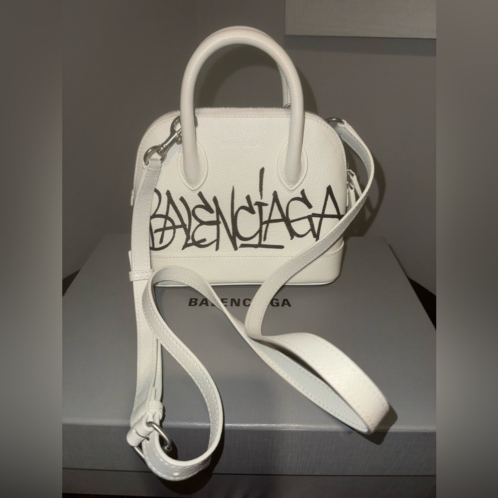 Balenciaga XXS Ville Leather Top Handle Bag
White Black